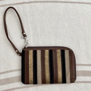 Fossil Striped Leather Wristlet